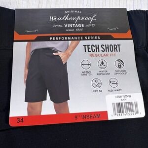 Weatherproof Vintage‎ Tech Shorts Regular Fit Men's 34 9" Inseam Black NWT
